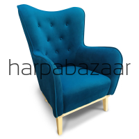 Fotel do mniejszego wnętrza - tkanina ma odcień niebieskiego 