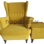 Komplet fotel Uszak + podnóżek kolor musztardowy 