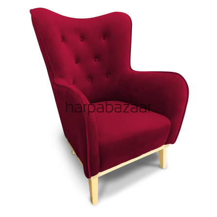 Fotel do mniejszego wnętrza - tkanina o odcieniu czerwieni
