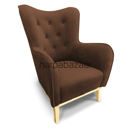 Fotel do mniejszego wnętrza - tkanina o odcieniu brązu
