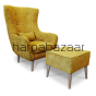 Fotel do salonu z podnóżkiem - odcień tkaniny żółty 