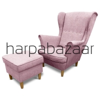 Komplet fotel Uszak + podnóżek kolor  różowy