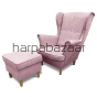Komplet fotel Uszak + podnóżek kolor  różowy
