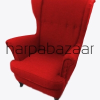 Fotel Uszak czerwony delikatna plecionka 